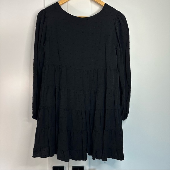 Urban Outfitters Textured Long Sleeve Frock mini Dress XS Xtra Small Black girly - Picture 6 of 9